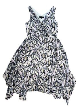 Mossimo Women's Wrap Dress Abstract Leaf Print Handkerchief Hem Balletcore Small